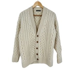 Brandy Melville Cream Aran Wool Knit Chunky Eva Cardigan Wool - XS/S/M